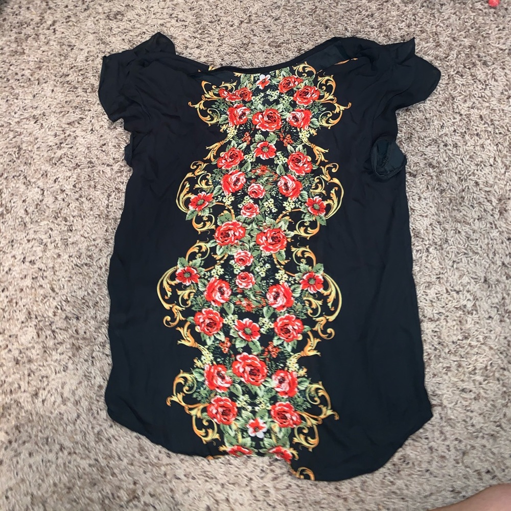 Women’s Black & Flowered Blouse - Picture 3 of 3
